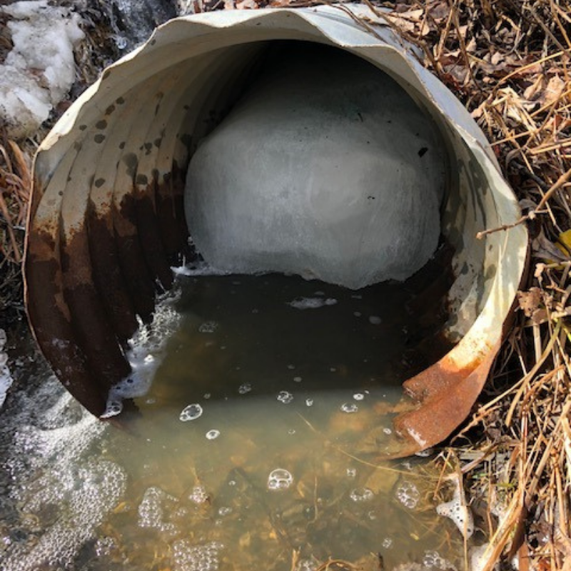 Ice plugging culvert